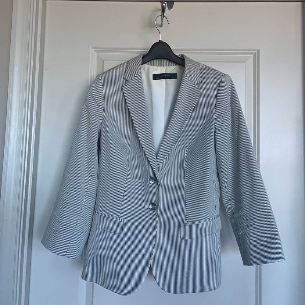 The Limited Seer Sucker Stripes Cropped Blazer